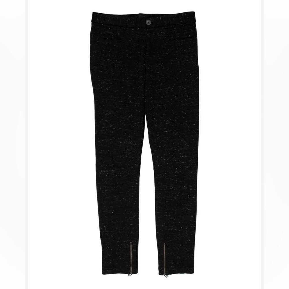 ATM Anthony Thomas Melillo Melange Ponte Skinny Moto Pants Size 2 Black Speckle